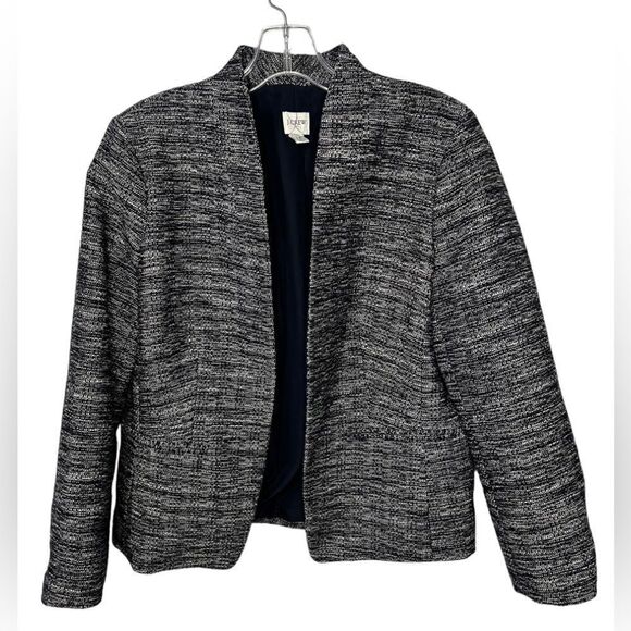 J Crew Tweed Jacket Sz 12 Navy Blue Tweed Cropped Jacket Blazer Style AC479 - Picture 1 of 5